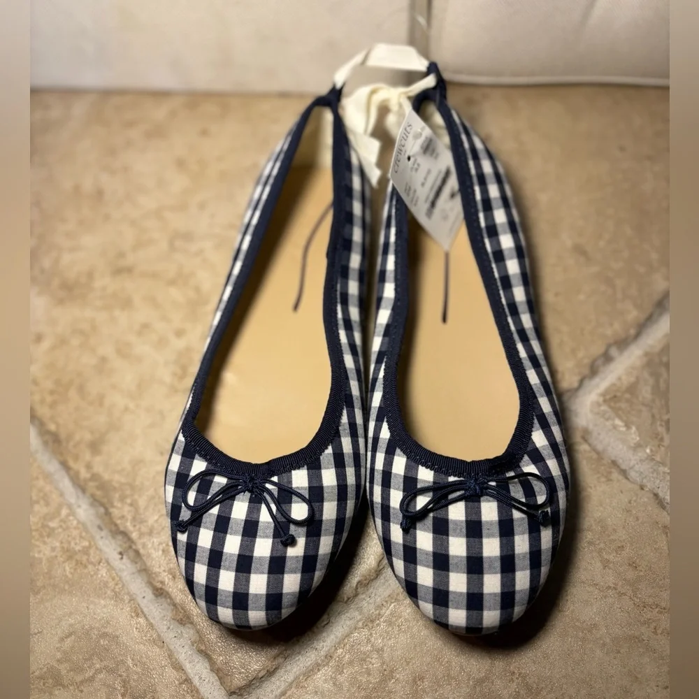 NWT J Crew Crewcuts Girls Gingham Check Ballet Flat Classic Preppy Spring Summer
